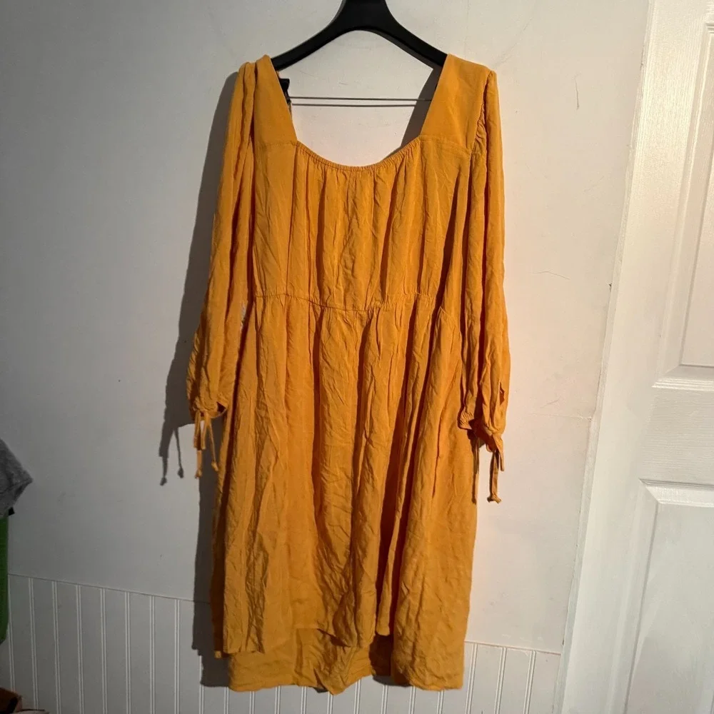 Cato 22 24 Mustard Yellow Boho Dress Crochet Bodice Peasant Festival Cottagecore - Picture 5 of 5